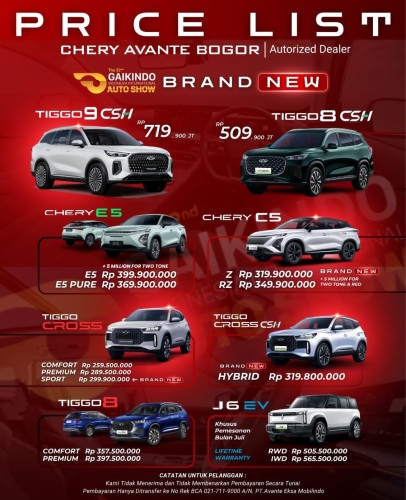 Pricelist Harga Chery jelambarbaru 2025